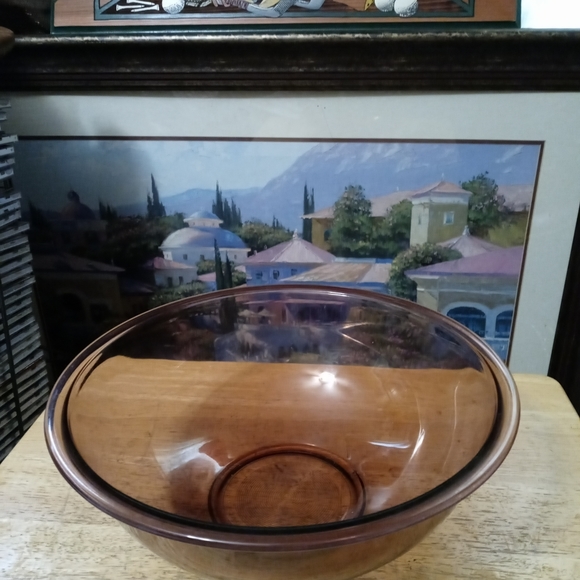 🍜2 Pyrex Set Amber Nesting Mixing Bowl🇺🇸🍲12"+10",Nice Vintage,A Nice Gift.🎁 - Picture 12 of 14